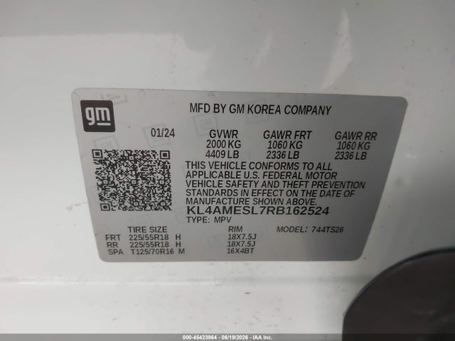 Aukcja sprzedaży 2024 Buick Encore Gx Sport Touring Awd, vin: KL4AMESL7RB162524, numer aukcji: 45423964