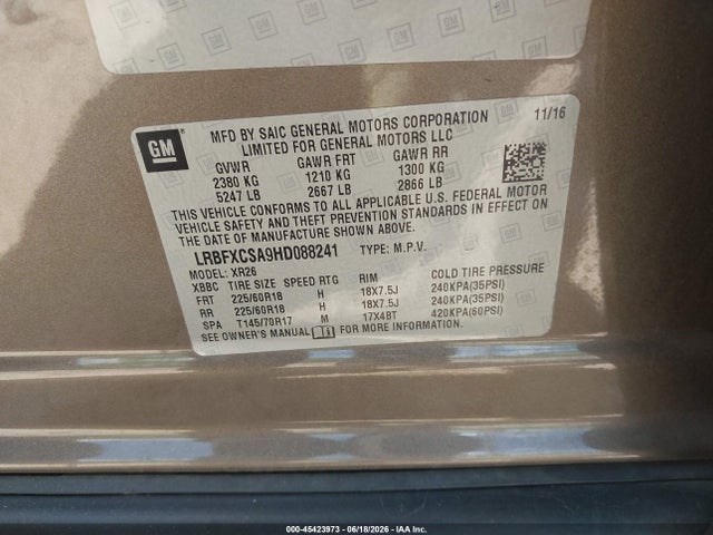 Продажа на аукционе авто 2017 Buick Envision Preferred, vin: LRBFXCSA9HD088241, номер лота: 45423973