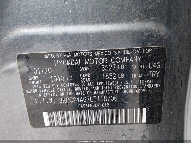 Hyundai ACCENT SE 2020 3KPC24A67LE118706 Image 9