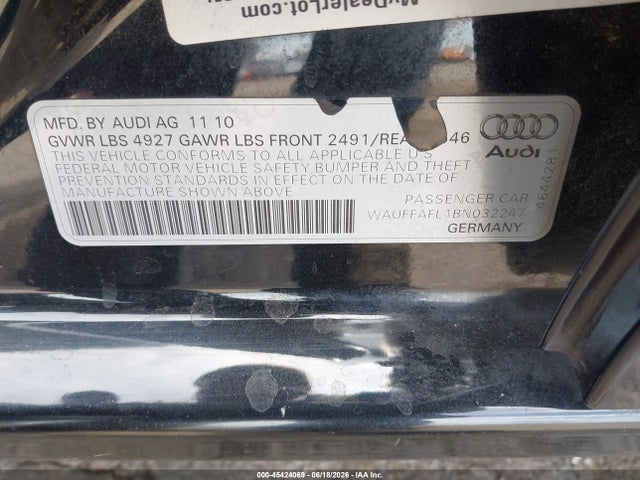 Продажа на аукционе авто 2011 Audi A4 2.0t Premium, vin: WAUFFAFL1BN032247, номер лота: 45424069