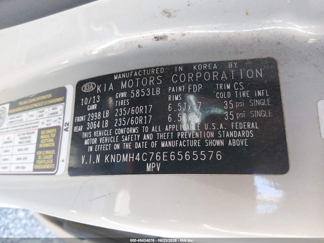 Aukcja sprzedaży 2014 Kia Sedona Ex, vin: KNDMH4C76E6565576, numer aukcji: 45424076