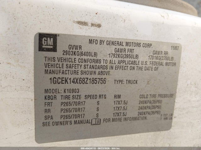 Продаж на аукціоні авто 2008 Chevrolet Silverado 1500 Work Truck, vin: 1GCEK14X68Z185756, номер лоту: 45424115
