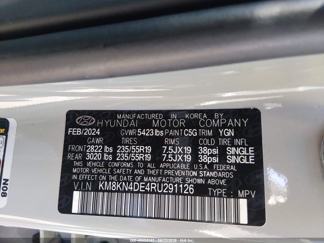 Продажа на аукционе авто 2024 Hyundai Ioniq 5 Sel, vin: KM8KN4DE4RU291126, номер лота: 45424143