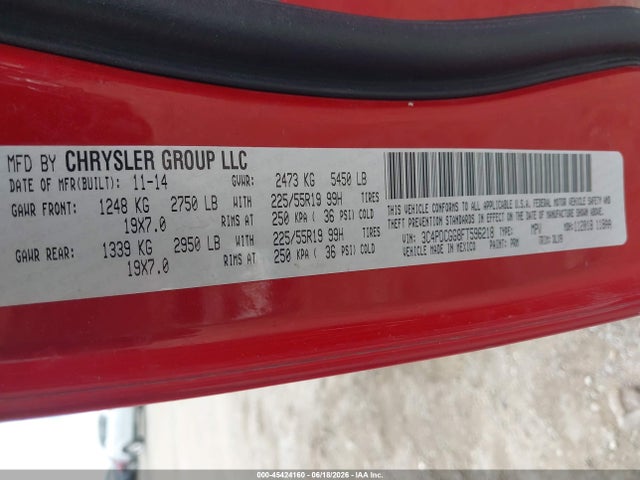 45424160 :رقم المزاد ، 3C4PDCGG8FT596218 vin ، 2015 Dodge Journey Crossroad مزاد بيع
