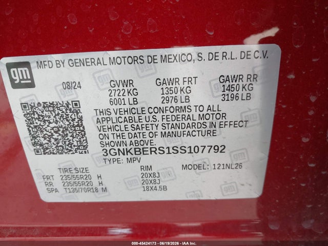 3GNKBERS1SS107792 Chevrolet Blazer Fwd Rs
