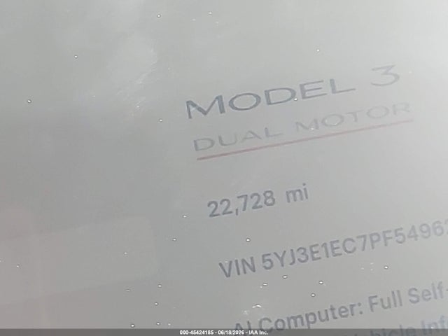 Продажа на аукционе авто 2023 Tesla Model 3 Performance Dual Motor All-wheel Drive, vin: 5YJ3E1EC7PF549620, номер лота: 45424185