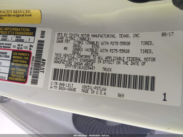 5TFFY5F10JX229447 Toyota Tundra Limited 5.7l V8