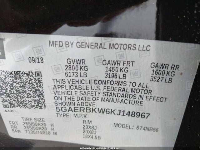 Aukcja sprzedaży 2019 Buick Enclave Fwd Essence, vin: 5GAERBKW6KJ148967, numer aukcji: 45424221