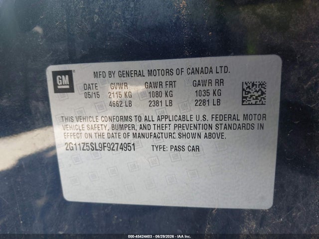 Chevrolet IMPALA LS 2015 2G11Z5SL9F9274951 Image 9