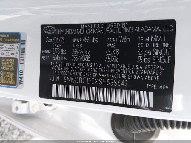 Hyundai TUCSON SEL 2025 5NMJBCDEXSH558642 Image 9