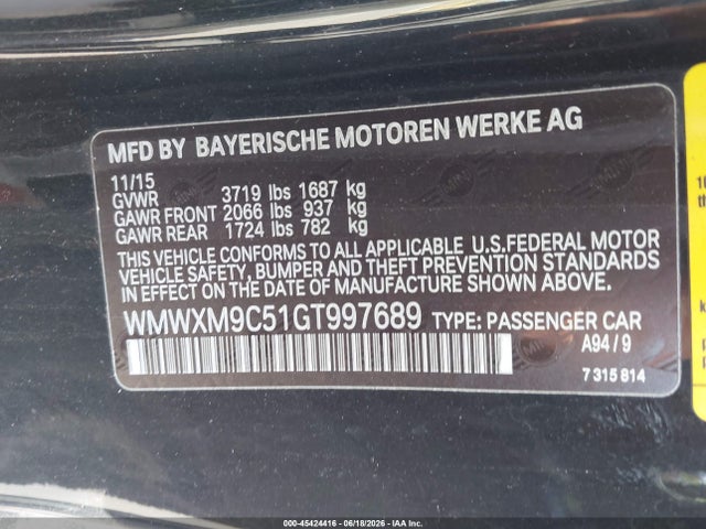 Mini Hardtop John Cooper Works 2016 WMWXM9C51GT997689 Image 9