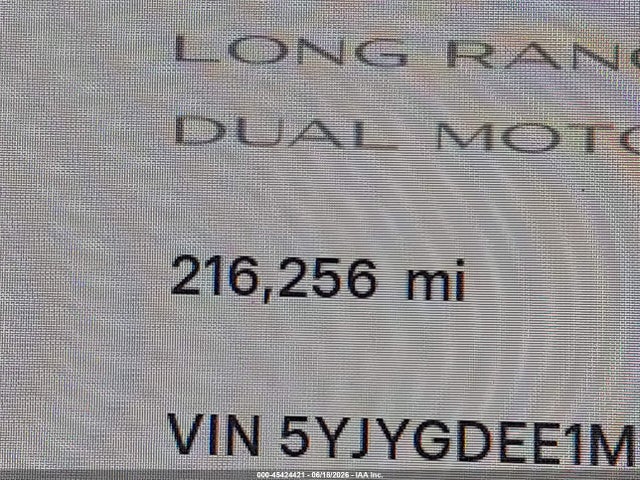 45424421 :رقم المزاد ، 5YJYGDEE1MF258528 vin ، 2021 Tesla Model Y Long Range Dual Motor All-wheel Drive مزاد بيع