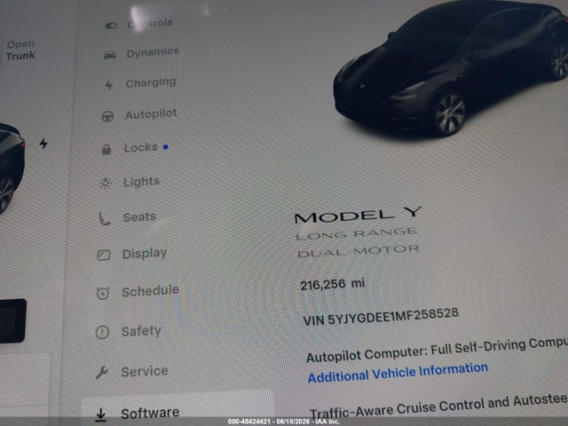 45424421 :رقم المزاد ، 5YJYGDEE1MF258528 vin ، 2021 Tesla Model Y Long Range Dual Motor All-wheel Drive مزاد بيع