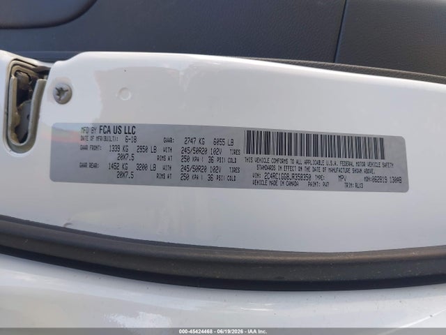 Aukcja sprzedaży 2018 Chrysler Pacifica Limited, vin: 2C4RC1GG8JR358350, numer aukcji: 45424468