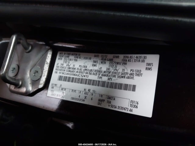 Aukcja sprzedaży 2013 Ford Escape Se, vin: 1FMCU0GX0DUC12413, numer aukcji: 45424480