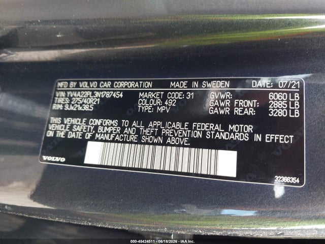 YV4A22PL3N1787454 Volvo Xc90 T6 Inscription 7 Passenger