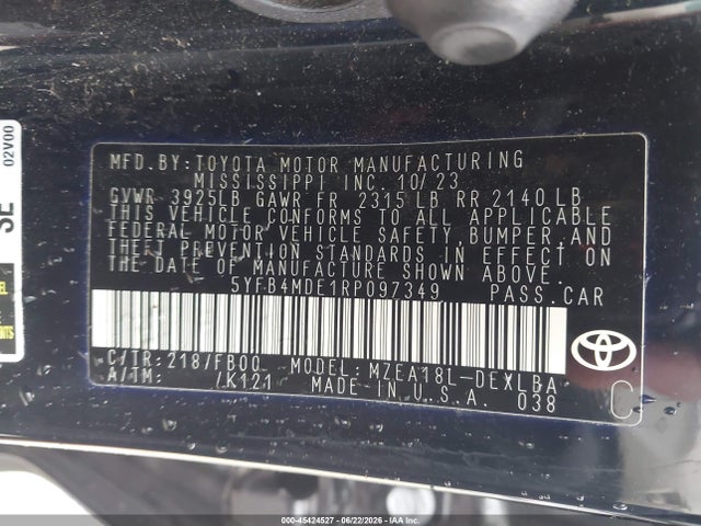 Toyota COROLLA LE 2024 5YFB4MDE1RP097349 Image 9