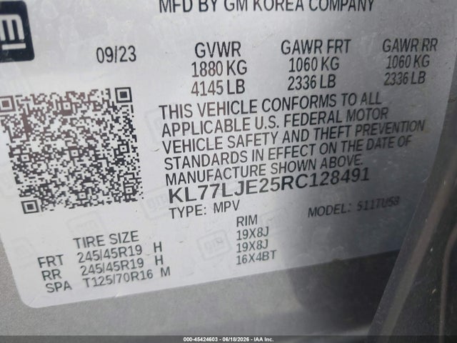 KL77LJE25RC128491 Chevrolet Trax Fwd 2rs