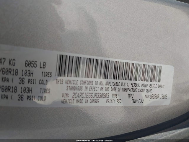 2C4RC1EG6JR330503 Chrysler Pacifica Touring L Plus