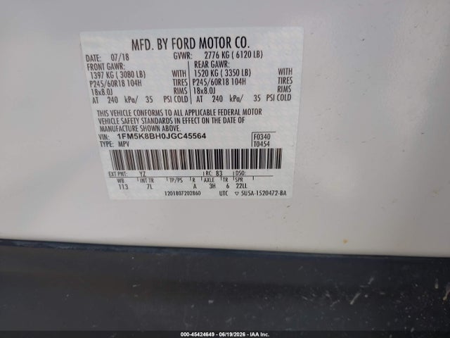 Ford Explorer 2018 1FM5K8BH0JGC45564 Image 9