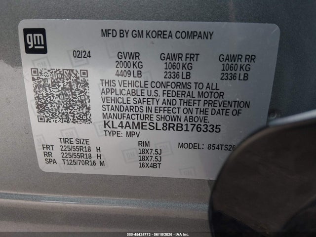 Aukcja sprzedaży 2024 Buick Encore Gx Sport Touring Awd, vin: KL4AMESL8RB176335, numer aukcji: 45424773