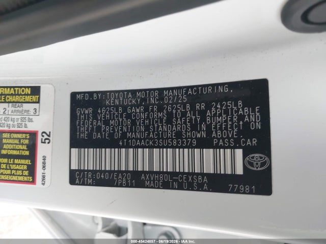 Toyota CAMRY SE 2025 4T1DAACK3SU583379 Image 9