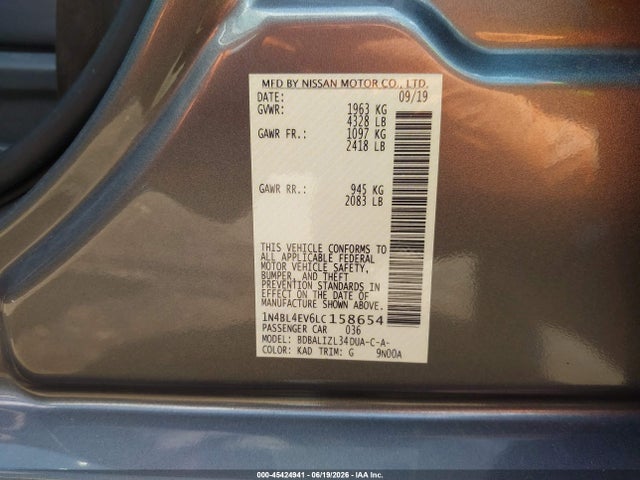 1N4BL4EV6LC158654 Nissan Altima Sl Fwd
