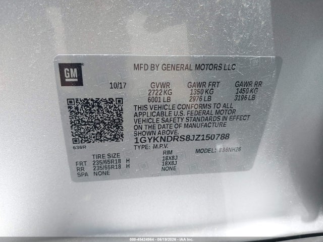 Aukcja sprzedaży 2018 Cadillac Xt5 Luxury, vin: 1GYKNDRS8JZ150788, numer aukcji: 45424964