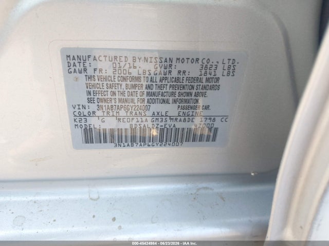 3N1AB7AP6GY224007 Nissan SENTRA SV