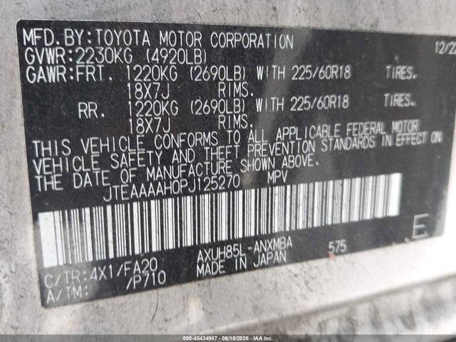 Toyota VENZA LE 2023 JTEAAAAH0PJ125270 Image 9