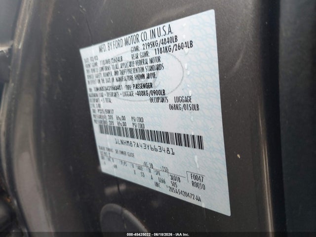 Aukcja sprzedaży 2003 Lincoln Ls V8, vin: 1LNHM87A43Y663481, numer aukcji: 45425022