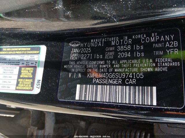 Продажа на аукционе авто 2025 Hyundai Elantra Sel Sport, vin: KMHLM4DG6SU974105, номер лота: 45425095