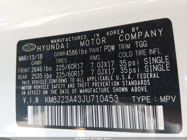 Hyundai TUCSON SE 2018 KM8J23A43JU710453 Image 9