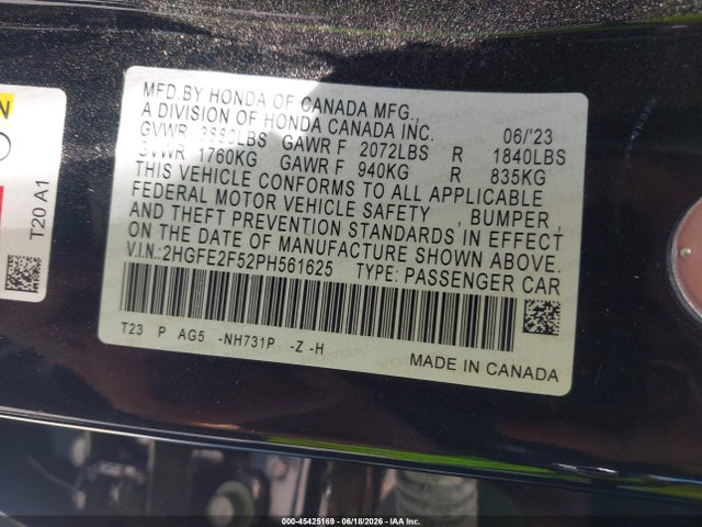 Honda Civic Sport 2023 2HGFE2F52PH561625 Image 9
