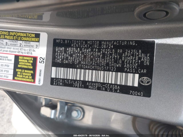 4T1DAACK1SU517123 Toyota CAMRY XLE