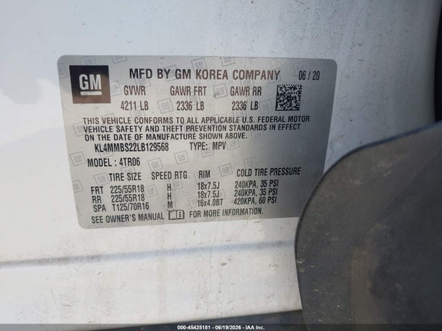 Aukcja sprzedaży 2020 Buick Encore Gx Fwd Preferred, vin: KL4MMBS22LB129568, numer aukcji: 45425181