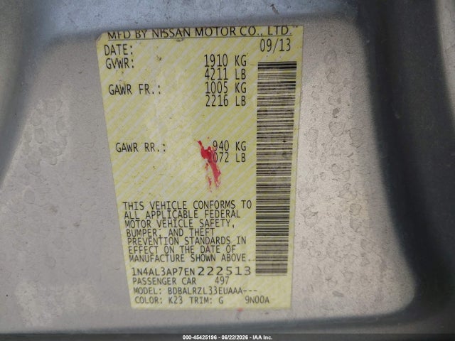 Nissan Altima 2.5 S 2014 1N4AL3AP7EN222513 Image 9