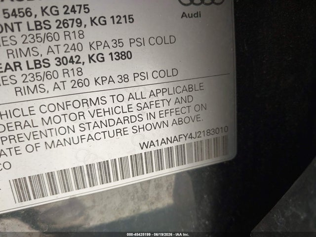 45425199 :رقم المزاد ، WA1ANAFY4J2183010 vin ، 2018 Audi Q5 2.0t Premium/2.0t Tech Premium مزاد بيع