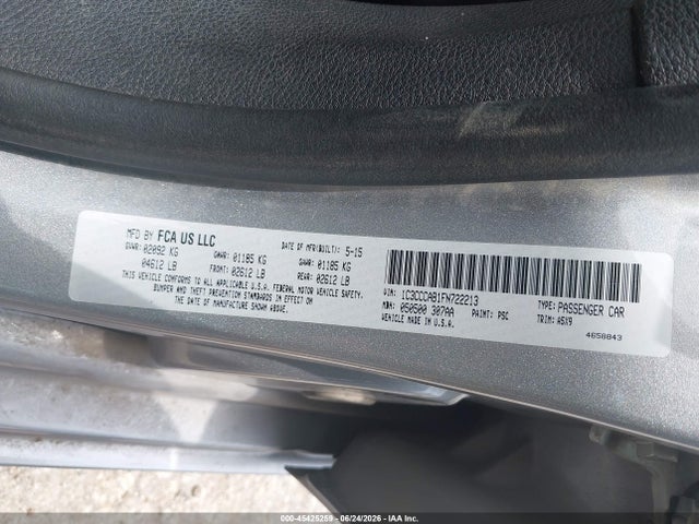 Aukcja sprzedaży 2015 Chrysler 200 Limited, vin: 1C3CCCAB1FN722213, numer aukcji: 45425259