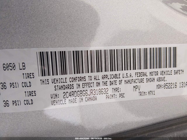 2C4RDGBG6JR318632 Dodge Grand Caravan Se
