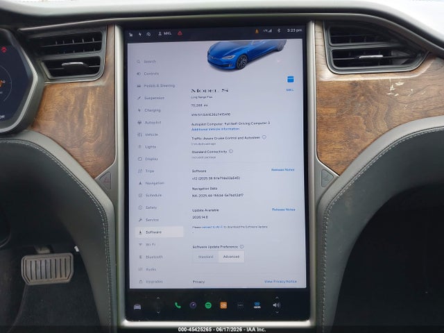 45425265 :رقم المزاد ، 5YJSA1E26LF415416 vin ، 2020 Tesla Model S مزاد بيع