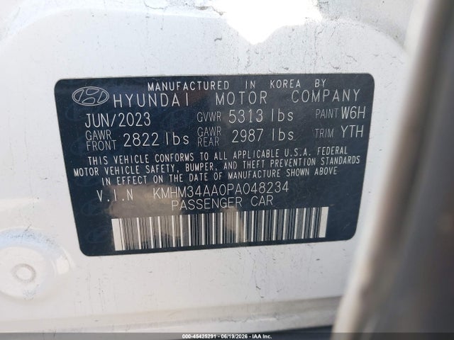 2023 Hyundai Ioniq 6 Sel მანქანა იყიდება აუქციონზე, vin: KMHM34AA0PA048234, აუქციონის ნომერი: 45425291