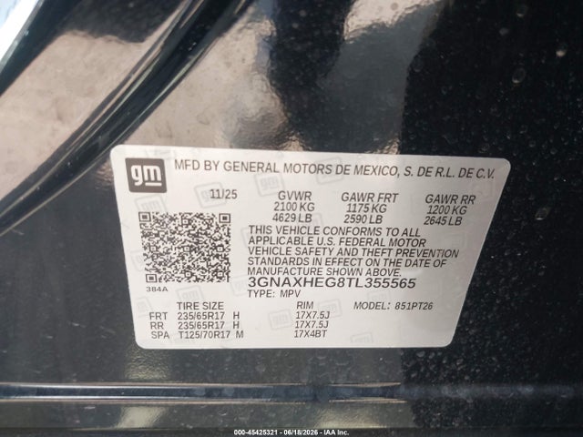 3GNAXHEG8TL355565 Chevrolet Equinox Fwd Lt