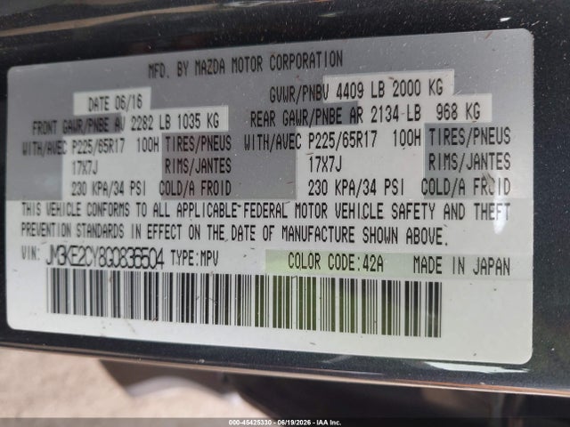 Mazda Cx-5 Touring 2016 JM3KE2CY8G0836504 Image 9