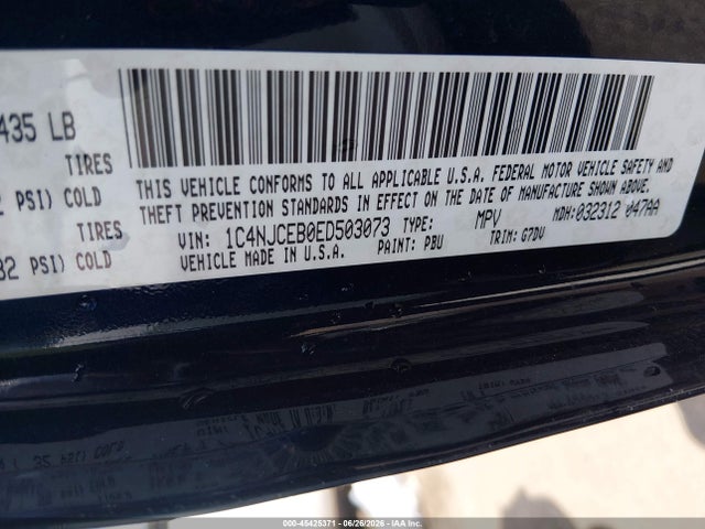 Aukcja sprzedaży 2014 Jeep Compass Latitude, vin: 1C4NJCEB0ED503073, numer aukcji: 45425371