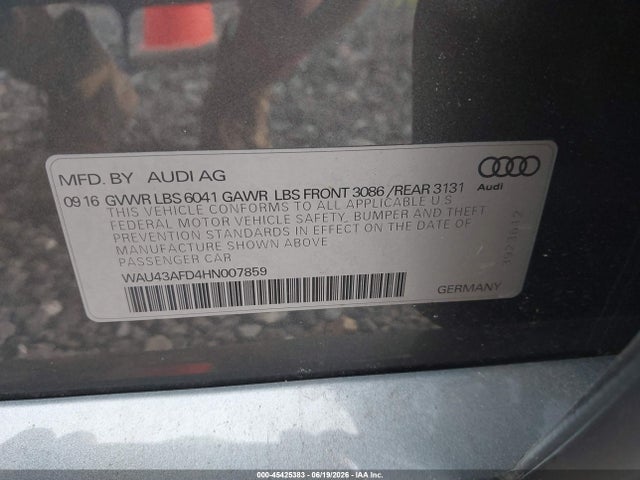 Aukcja sprzedaży 2017 Audi A8 L Sport, vin: WAU43AFD4HN007859, numer aukcji: 45425383