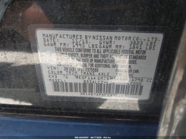 Nissan SENTRA S 2015 3N1AB7APXFY375589 Image 9