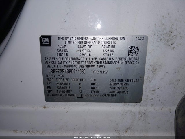 45425407 :رقم المزاد ، LRBFZPR43PD211080 vin ، 2023 Buick Envision Essence Awd مزاد بيع