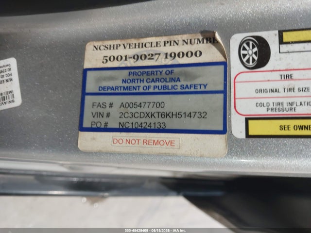 Продажа на аукционе авто 2019 Dodge Charger Police Awd, vin: 2C3CDXKT6KH514732, номер лота: 45425408