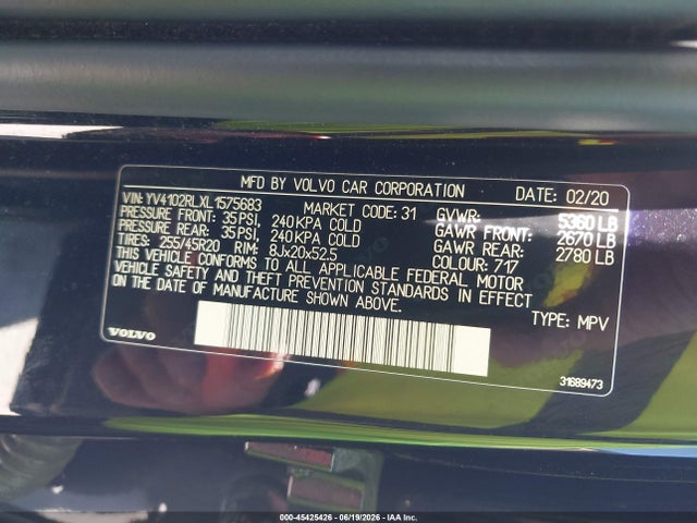 YV4102RLXL1575683 Volvo Xc60 T5 Inscription